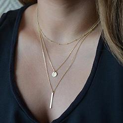 fxmimior Bohemian Dainty Gold Layered Choker Necklaces 3 Tier Sequins Pendant Long Chain Jewelry Choker Necklace for Women and G