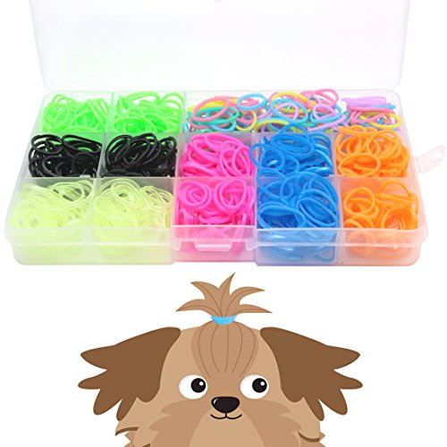 YOY 3/4" Pet Dog Stretchy Rubber Bands, 600/Box - Puppy Elastics Ties Pony Tail Holders Hair Accessories for Doggy Grooming Top 
