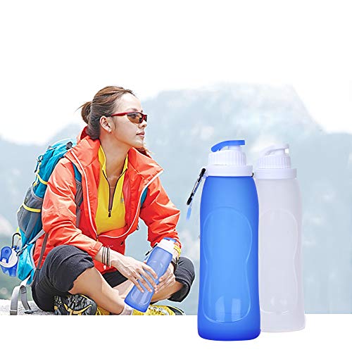 McoMce Collapsible Water Bottle, McoMce Portable Folding Bottle & Water Bottle with Clip for Backpack, Foldable Water Bottle BPA Free, 