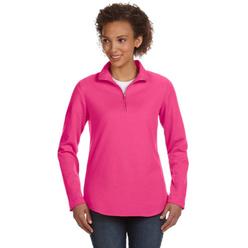 LAT Apparel 100% Cotton Ladies French Terry 1/4 Zip Hoodie [Medium] Hot Pink Long Sleeve Sweater
