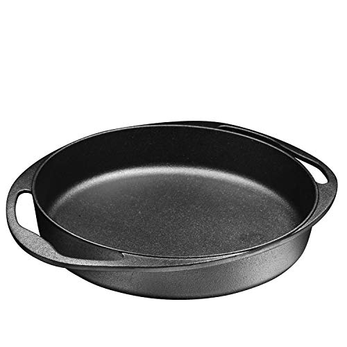 Bruntmor Double Handled Pre-Seasoned Cast Iron Round Tarte Tatin Dish Pan Mini Roasting Dish, Oven Safe, Non-Stick Pan, By Bruntmor