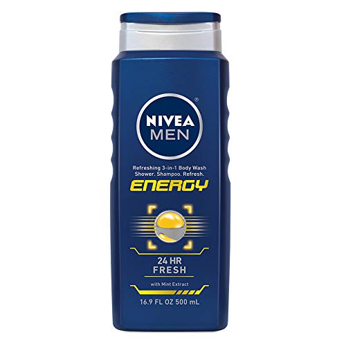 NIVEA Men Energy 3-in-1 Body Wash - Shower, Shampoo and Refresh With Invigorating Mint Extract - 16.9 fl. oz. bottle