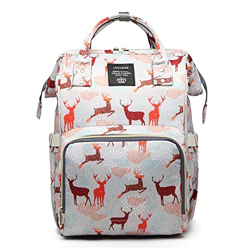Starte Deer Cartoon Diaper Bag for Mom/Dad,Waterproof Travel Backpack,Spacious  Tote Shoulder Bag Organizer,Grey