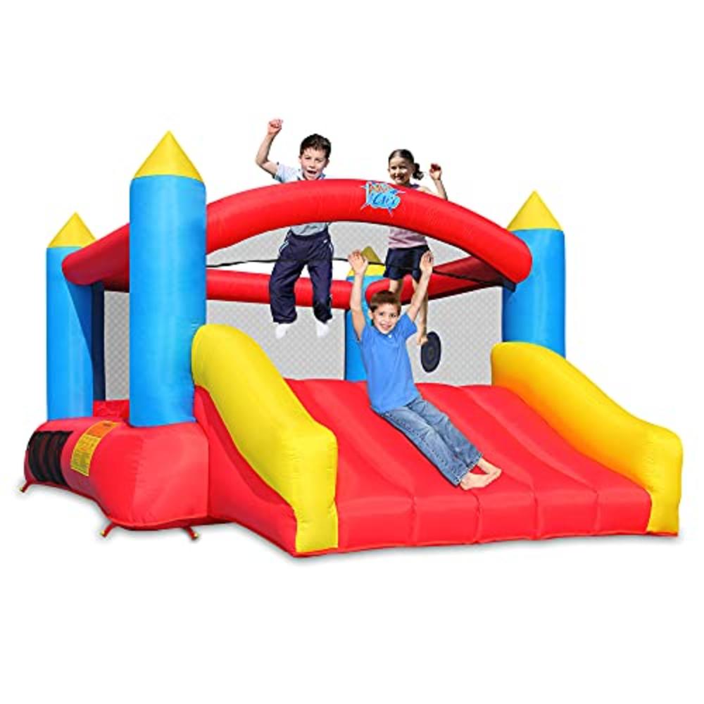 Action air 2021 Version Bounce House, Inflatable Bouncer with Air Blower, Jumping Castle with Slide, Family Backyard Bouncy Cast