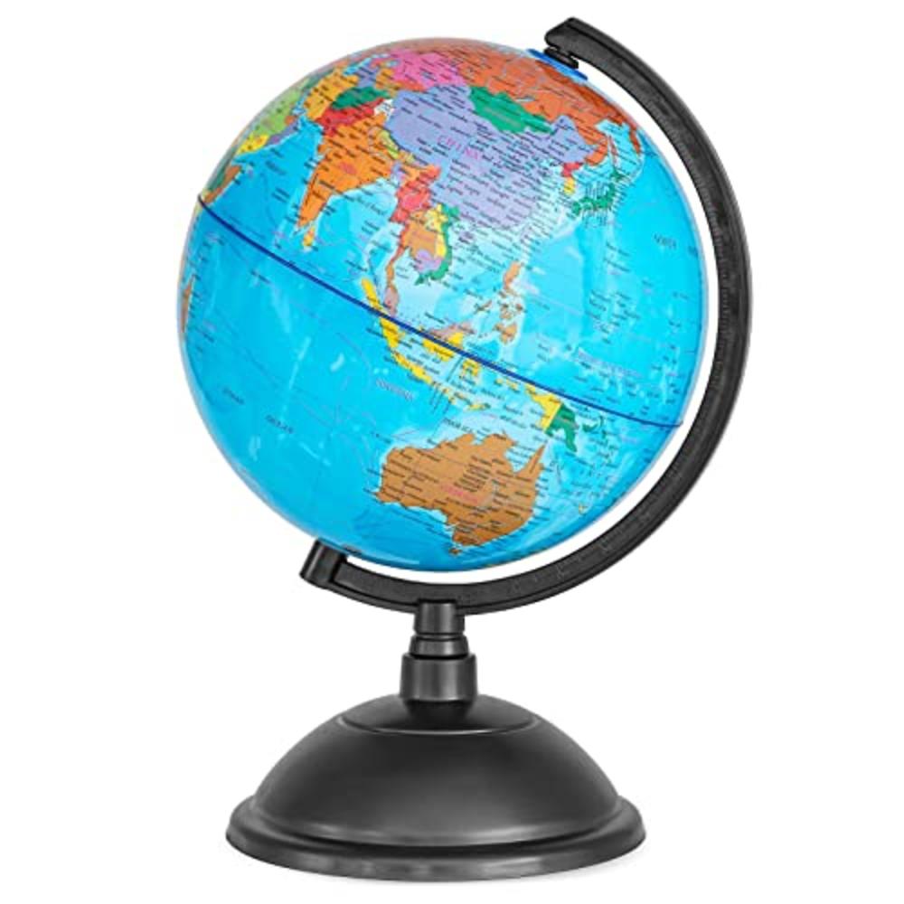 Juvale World Globe for Kids Learning, Desk, Classroom, Students, Geography (Spinning, 8 inch)
