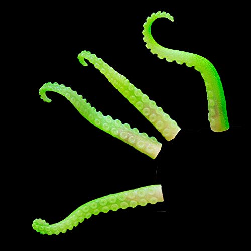 Archie McPhee Set of Five Green Rubber Glow in The Dark Finger Tentacle Puppets