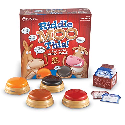 learning resources riddle moo this - a silly riddle word game, 150 cards, 4 buzzers, ages 5+
