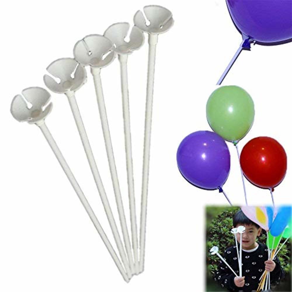 dazzling toys Balloon Sticks 72 Pieces White Plastic Balloon Sticks with Cup Party Decoration, Carnival Fun etc.