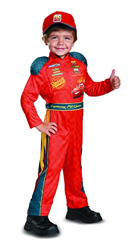 Disguise Cars 3 Lightning Mcqueen Classic Toddler Costume, Red, Medium (3T-4T)