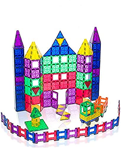 Playmags 150 Piece Set 150pcs Magnet Building Tiles - Clear Magnetic 3D Building Blocks, Creative Imagination, Inspirational, Pr