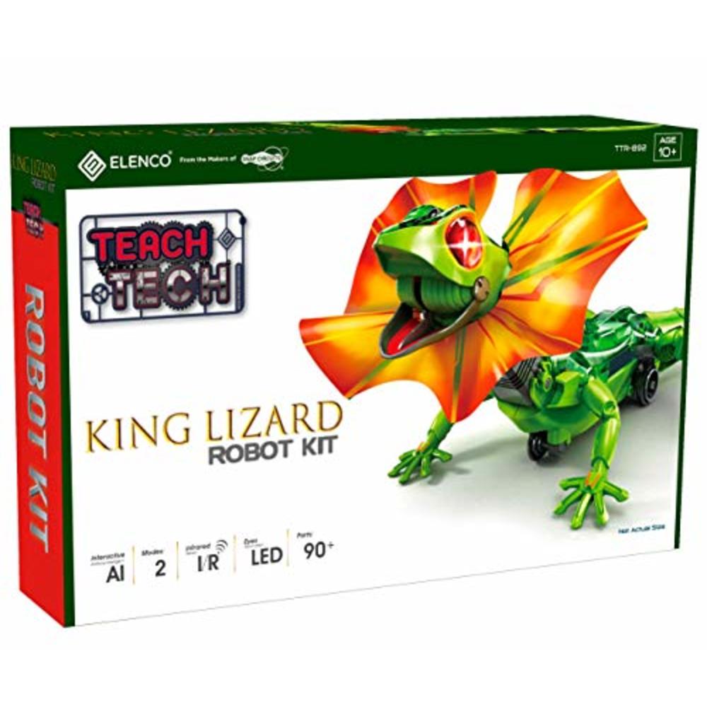Elenco Electronics Elenco Teach Tech King Lizard, Interactive Lizard Robot Kit, STEM Creative Toys for Kids 10+