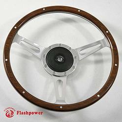 Flashpower 13 Laminated Wood Steering Wheel with horn button