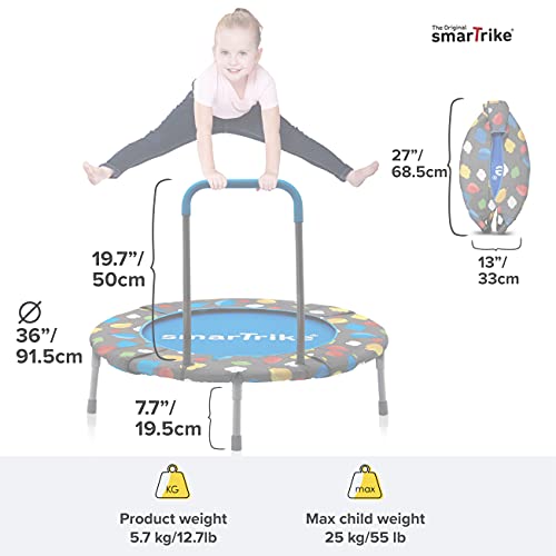At søge tilflugt Balehval dechifrere SmarTrike smarTrike Toddler Trampoline with Handle Ages 1-5 Years, Foldable  Trampoline for Kids, Indoor Baby Foldable Trampoline with Ball