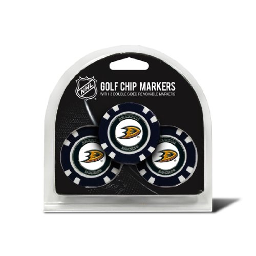 Team Golf NHL Anaheim Ducks Golf Chip Ball Markers (3 Count), Poker Chip Size with Pop Out Smaller Double-Sided Enamel Markers