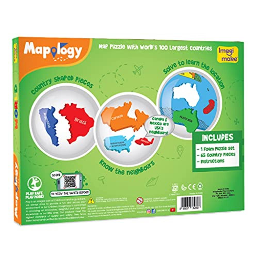 Imagimake: Mapology World- World Map and Its Countries- Learning Aid & Educational Toy- Jigsaw Puzzle- for Kids Age 4 and Above