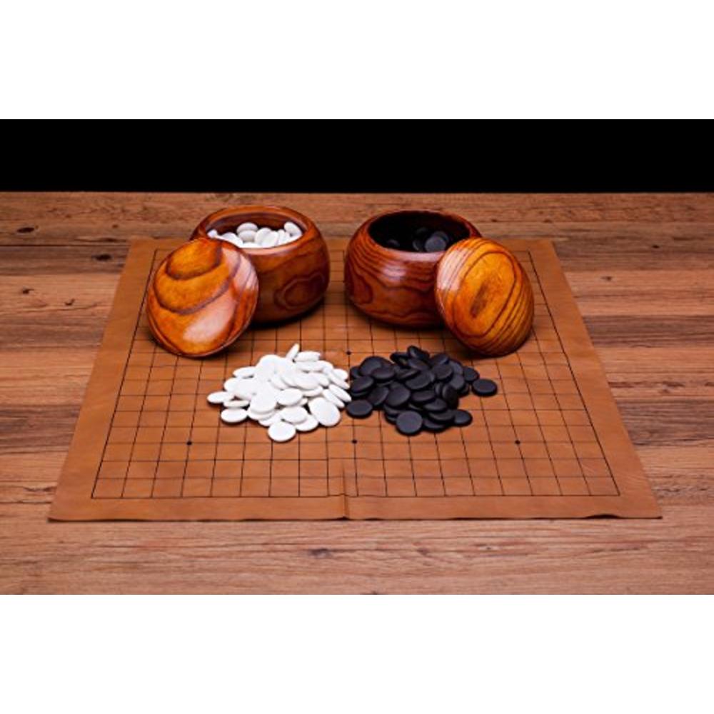 THY COLLECTIBLES Collectible Wei Qi Go Game Set Melamine Single Convex Stones and Wild Jujube Bowls Elegant Wooden Storage Case
