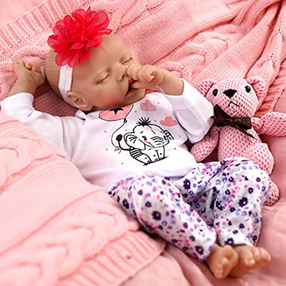 JIZHI Lifelike Reborn Baby Dolls Girl 17 Inch Full Vinyl Body Washable Realistic Newborn Baby Dolls with Clothes and Toy Accesso