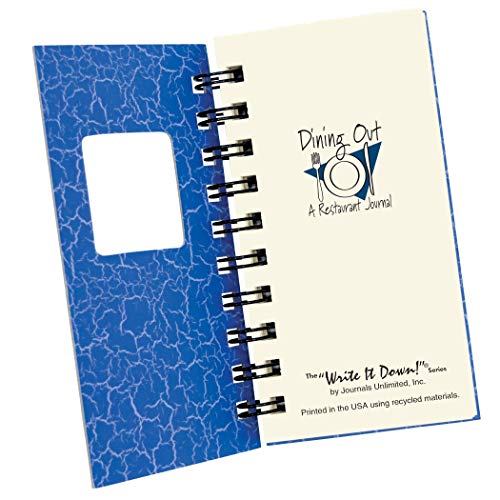 Journals Unlimited "Write it Down!" Series Guided Journal, Dining Out, A Restaurant Journal, Mini-Size 3”x5.5”, with a Blue Hard