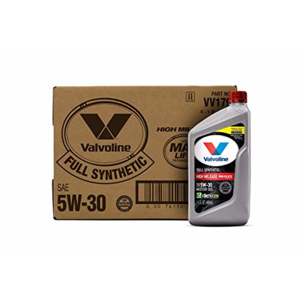 Valvoline Full Synthetic High Mileage with MaxLife Technology SAE 5W-30 Motor Oil 1 QT, Case of 6 (Packaging May Vary)