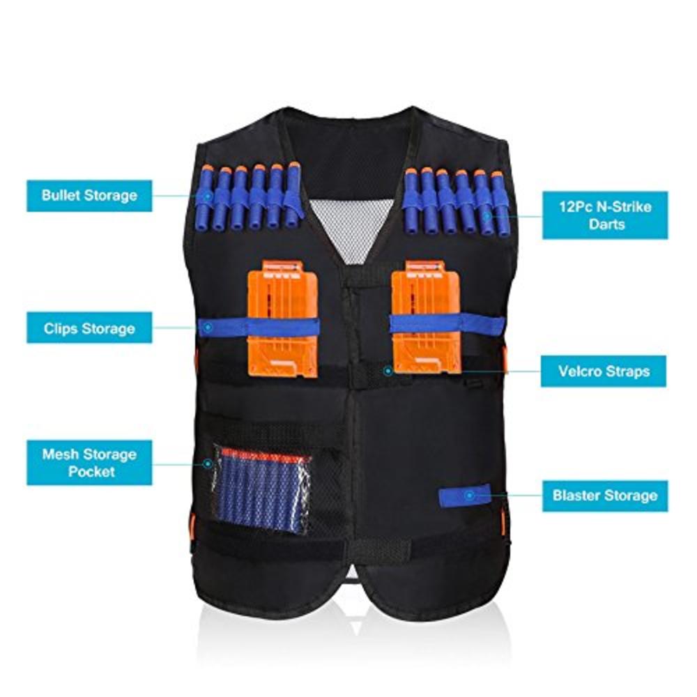 Yosoo Kids Elite Tactical Vest with 20 Pcs Soft Foam Darts for Nerf Gun N-strike Elite Series ( 2 Clips Not Included )