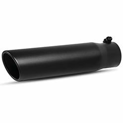 AUTOSAVER88 2.5 Inch Inlet Black Exhaust Tip, 2.5" Inlet 3" Outlet 12" Overall Length Stainless Steel Exhaust Tips Powder Coated
