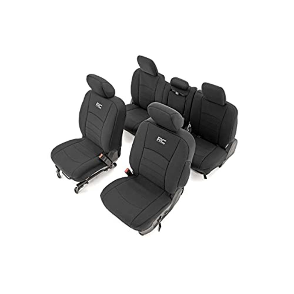 Rough Country Neoprene Seat Covers (fits) 2009-2018 Ram 1500 Crew Cab Truck | Exact Fit | 1st/2nd Row | Black | 91029
