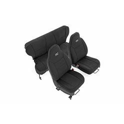 Rough Country Neoprene Seat Covers for 97-01 Jeep Cherokee XJ w/o Detachable Headrests - 91022, Black, Front/Rear