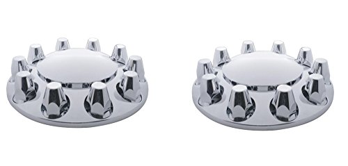 United Pacific Chrom Pair of Economy Chrome Dome Front Axle Cover w/ 33mm Nut Cover - Thread-On