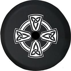 American Unlimited JL Spare Tire Cover with Backup Camera Hole Celtic Cross Knot Irish Warrior Size Black 33 in