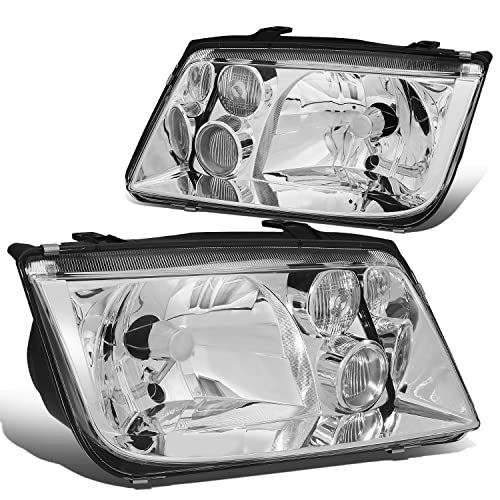 DNA Motoring HL-OH-VWJE99-CH Pair of Chrome Housing Euro-Spec E-Code Style Headlights Compatible with 99-05 Jetta MKIV,Left & Ri