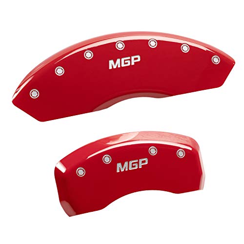 MGP Caliper Covers 37004SMGPRD MGP Engraved Caliper Cover with Red Powder Coat Finish and Silver Characters, (Set of 4)