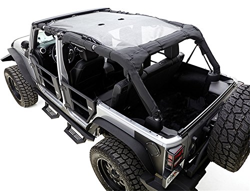 RAMPAGE PRODUCTS 94015R Combo Brief Extended Topper with Zip Out Rear Section for 1992-1995 Jeep Wrangler YJ, Black Denim