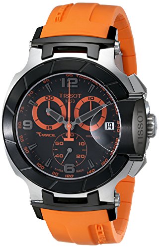 Tissot Mens T0484172705704 T-Race Two-Tone Stainless Steel Watch with Orange Rubber Band