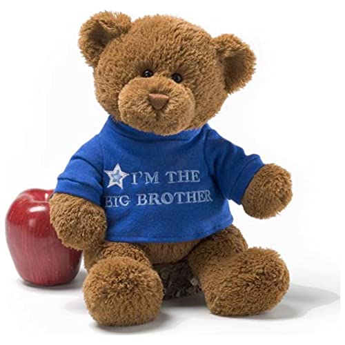 Enesco GUND Im the Big Brother T-Shirt Teddy Bear Stuffed Animal Plush, Blue, 12”