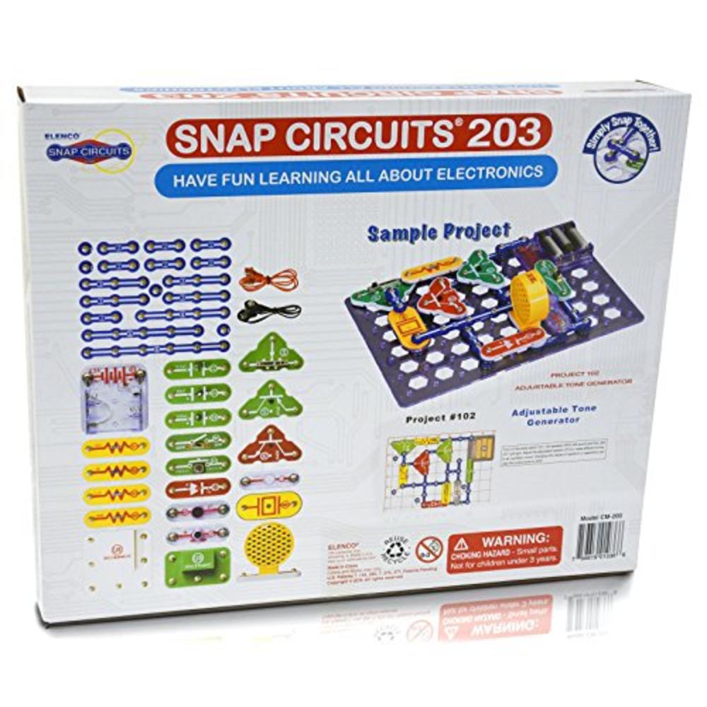 Snap Circuits 203 Electronics Exploration Kit | Over 200 STEM Projects | 4-Color Project Manual | 42 Snap Modules | Unlimited Fu