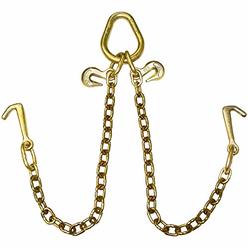 VULCAN Johnstown Towing Chain Bridle with Forged 4 Inch Mini J Hooks - Grade 70-36 Inch - 4,700 Pound Safe Woking Load