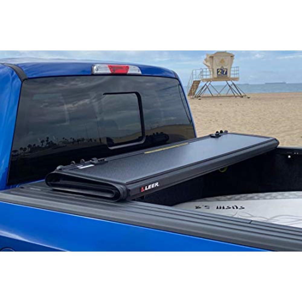 LEER HF650M | Fits 2015+ Ford F-150 with 5.6 FT Bed | Hard, Quad-Folding, Low Profile Tonneau Cover | SKU 650112