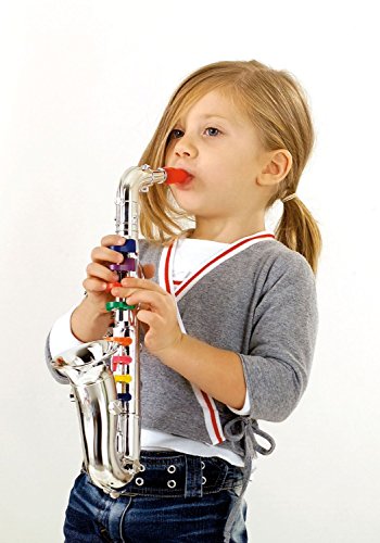 Click N Play Saxophone with 8 Colored Keys, Metallic Silver
