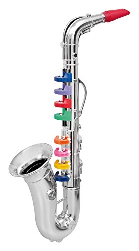 Click N Play Saxophone with 8 Colored Keys, Metallic Silver