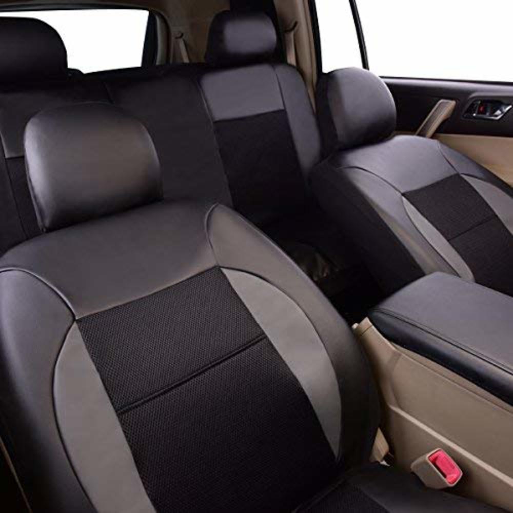 CAR PASS - 11PCS Luxurous PU Leather Automotive Universal Seat Covers Set Package-Universal fit for Vehicles with Super 5mm Comp
