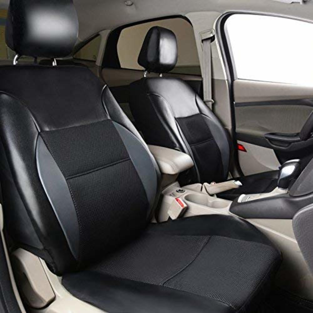 CAR PASS - 11PCS Luxurous PU Leather Automotive Universal Seat Covers Set Package-Universal fit for Vehicles with Super 5mm Comp