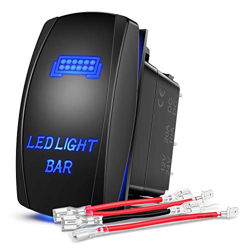Nilight - 90001B LED Light Bar Rocker Switch 5Pin Laser On/Off LED Light 20A/12V 10A/24V Switch Jumper Wires Set for Jeep Boat T