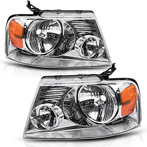AUTOSAVER88 Headlight Assembly Compatible with 2004 2005 2006 2007 2008 Ford F-150 Passenger and Driver side Chrome Housing