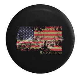 American Unlimited Vintage Distressed American Flag - Home of The Free - Patriotic Pride Spare Tire Cover Black 35 in