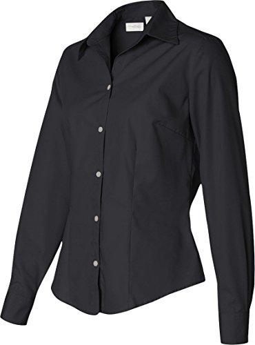 Van Heusen MenS Easy Care Silky Poplin Dress Shirt (Black) (S)