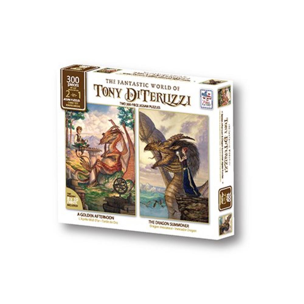 The Jigsaw Puzzle Factory 2-in-1 Tony Diterlizzi Dragon Summoner & Golden Afternoon, Fantasy Puzzle Games for Adults and Kids, 3