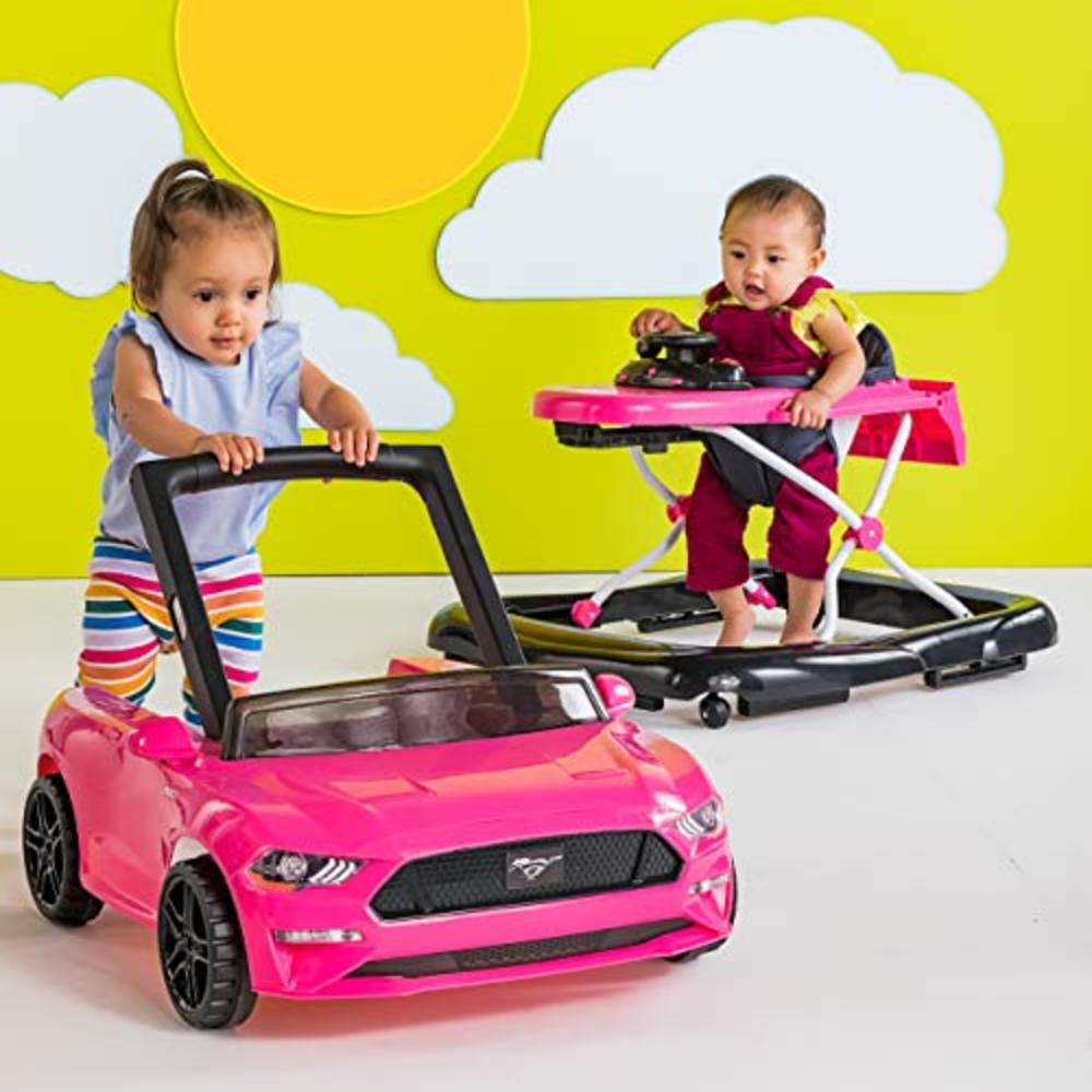 Bright Starts Ford Mustang Ways to Play 4-in-1 Baby Activity Push Walker, Pink, Age 6 months+