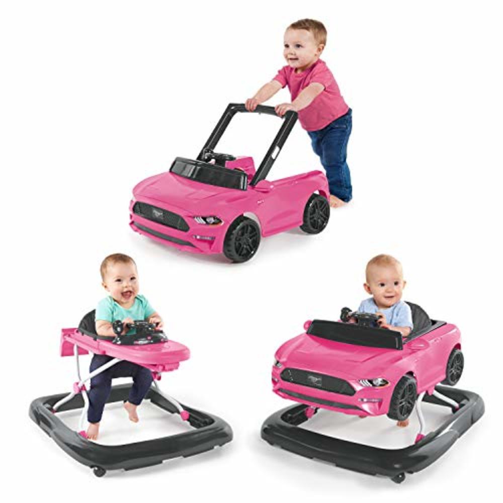 Bright Starts Ford Mustang Ways to Play 4-in-1 Baby Activity Push Walker, Pink, Age 6 months+