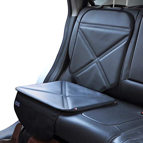 Viaviat Car Seat Protector Leather Waterproof Child Safety Seat Protector Cover with Thick Pad and 2 Large Pockets Durable Kick 