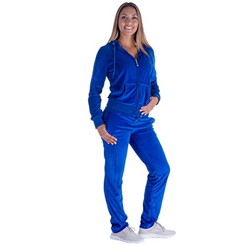 Facitisu Womens Sweatsuits Sets Two Piece Outfit Velvet Cute Matching  Sweatpants and Sweatshirt Jogging Tracksuits Activewear (L, Royal)